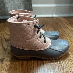 Nautica Duck Boots Rain Boots Quilted Pink Grey Gum Sz 6 like new condition